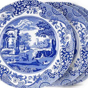 Spode Blue Italian Salad Plates Set of 4,  8”, Fine Earthenware